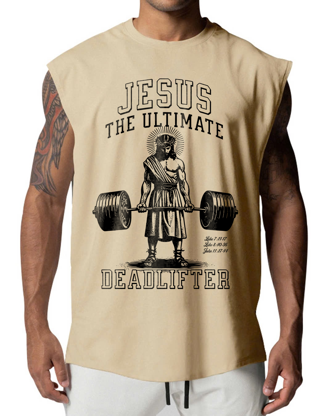 Jesus The Ultimate Deadlifter - Men’s Sleeveless Cutoff T-Shirt