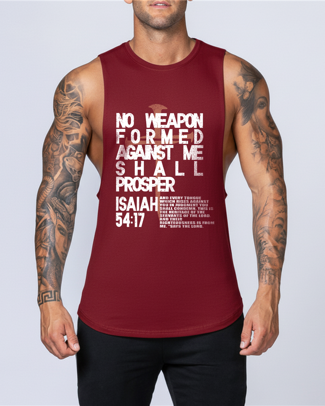 No Weapon Formed – Isaiah 54:17 - Men’s Drop-Armhole Muscle Tank