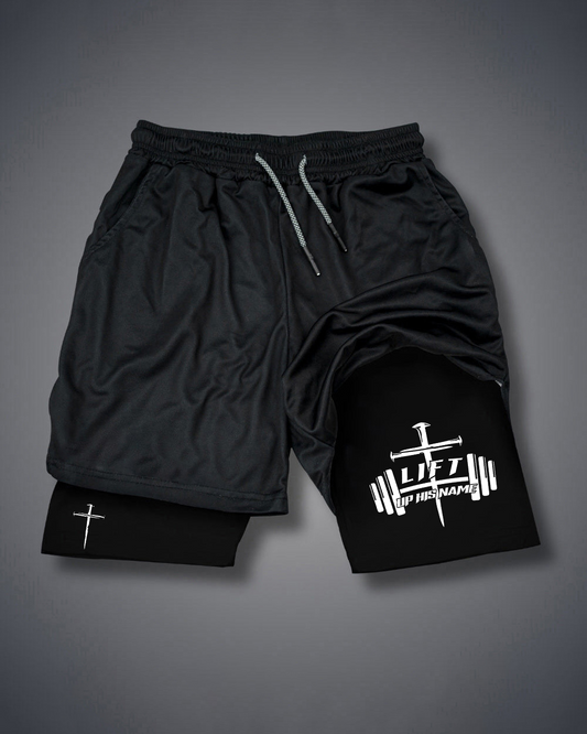 Lift Up His Name - Men’s Athletic 2-in-1 Shorts