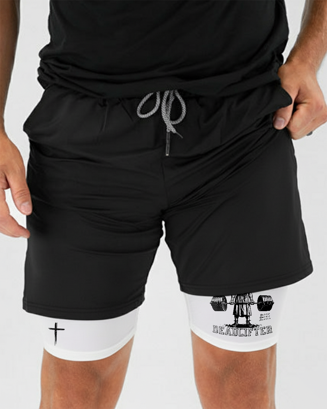 Jesus The Ultimate Deadlifter - Men’s Athletic 2-in-1 Shorts