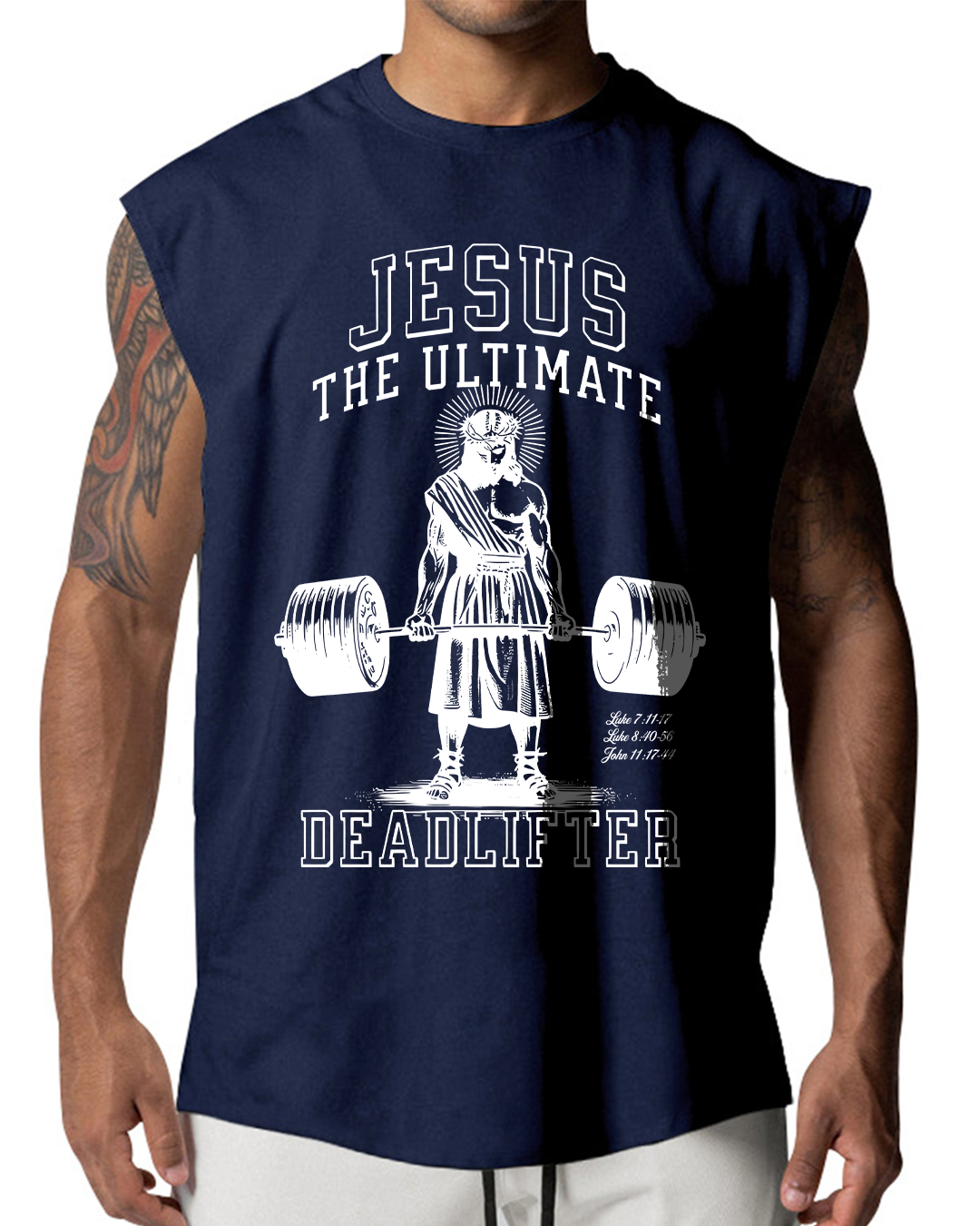Jesus The Ultimate Deadlifter - Men’s Sleeveless Cutoff T-Shirt