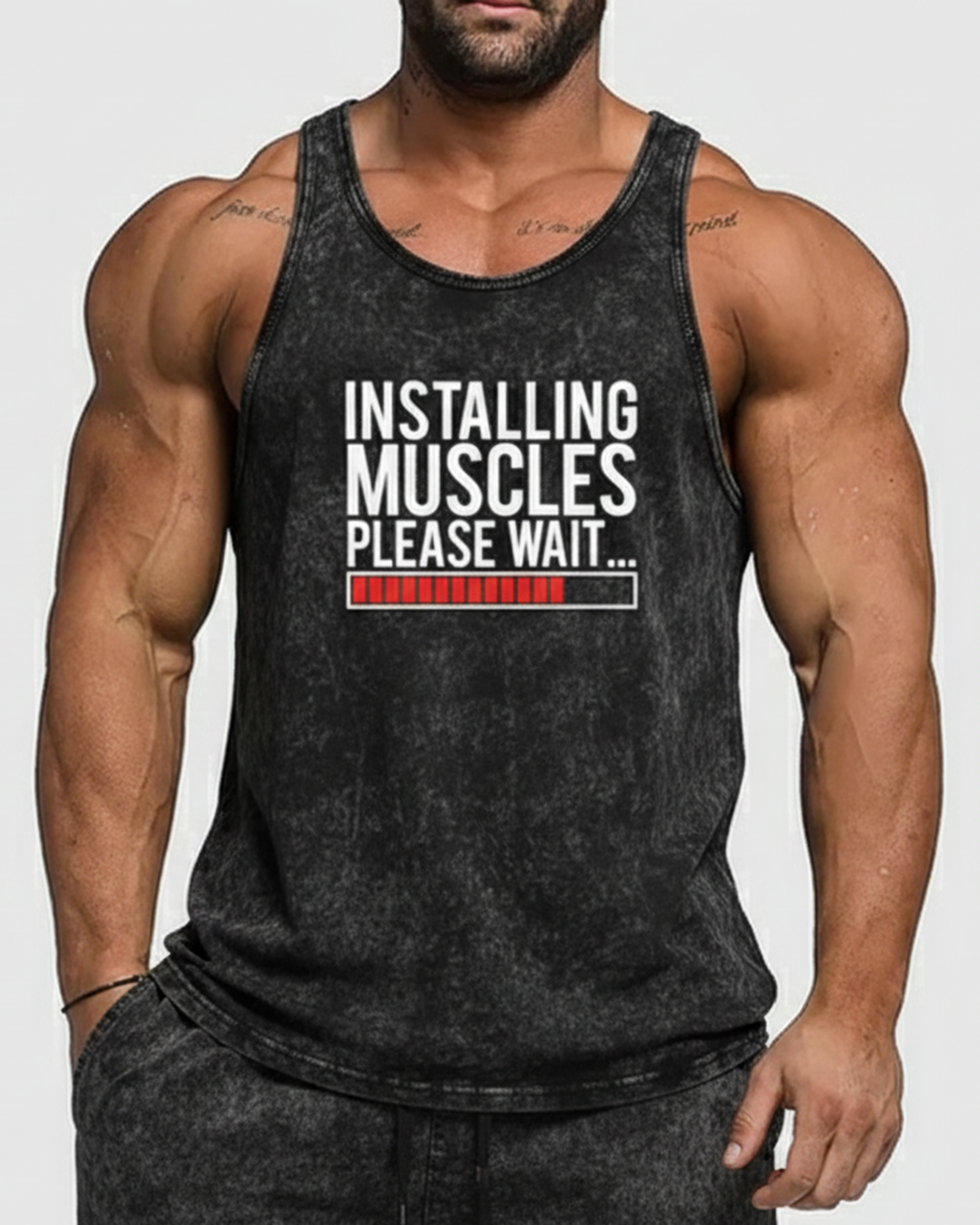 INSTALLING MUSCLES PLEASE WAIT... - Acid Wash Muscle Tank