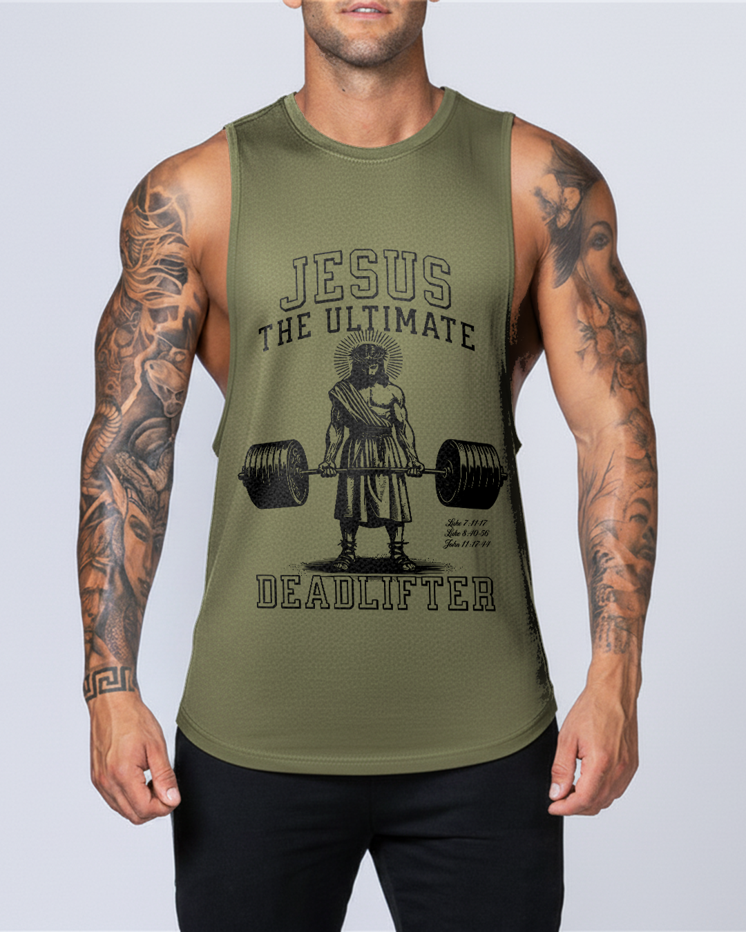 Jesus The Ultimate Deadlifter - Men’s Drop-Armhole Muscle Tank