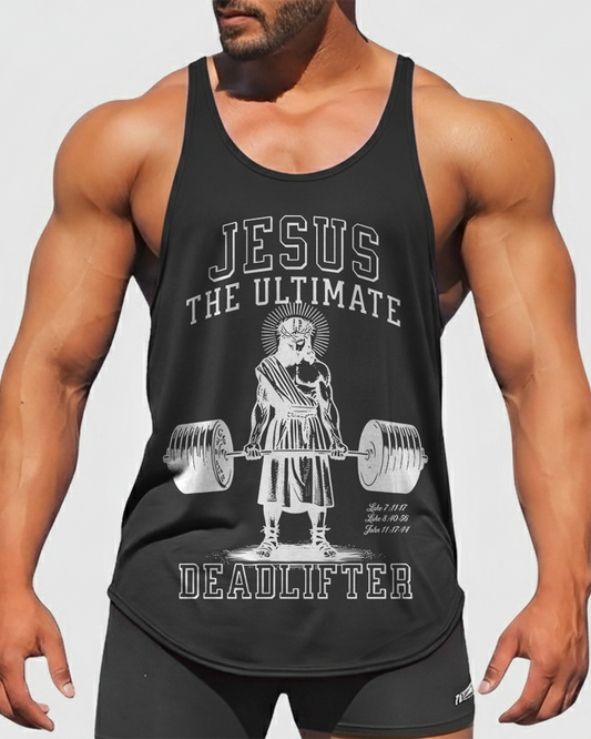 Jesus The Ultimate Deadlifter - Men’s Bodybuilding Stringer Tank Top