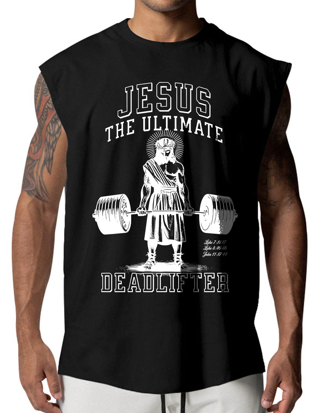 Jesus The Ultimate Deadlifter - Men’s Sleeveless Cutoff T-Shirt