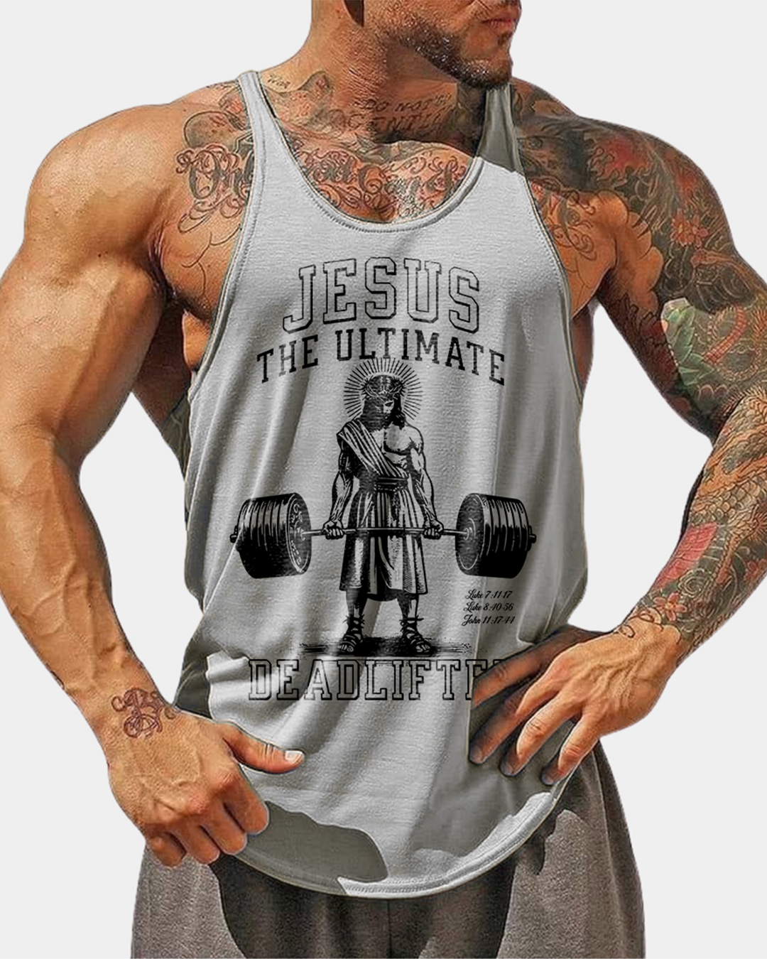 Jesus The Ultimate Deadlifter - Men’s Bodybuilding Stringer Tank Top