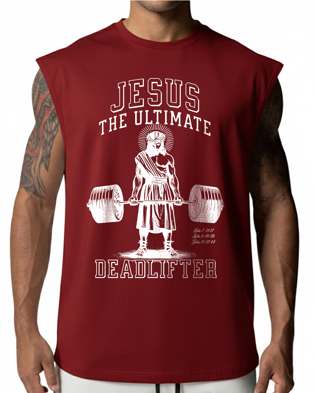 Jesus The Ultimate Deadlifter - Men’s Sleeveless Cutoff T-Shirt