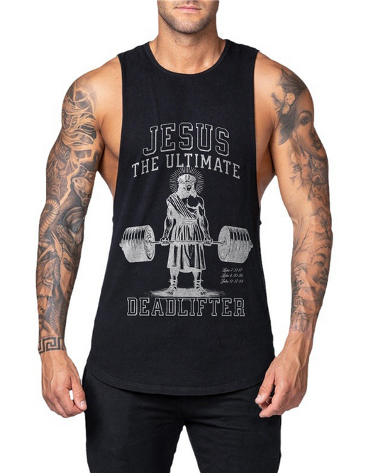 Jesus The Ultimate Deadlifter - Men’s Drop-Armhole Muscle Tank