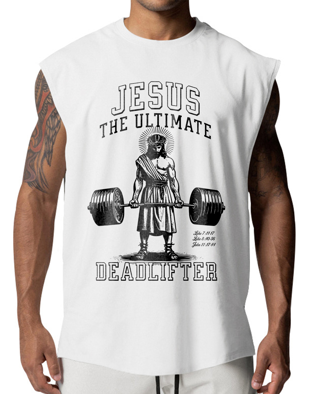 Jesus The Ultimate Deadlifter - Men’s Sleeveless Cutoff T-Shirt
