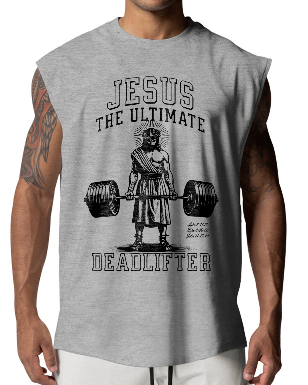 Jesus The Ultimate Deadlifter - Men’s Sleeveless Cutoff T-Shirt